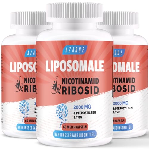 Liposomales Nicotinamid Ribosid 2000 mg mit TMG und Pterostilben | Effizienter als NMN, Boost NAD+ | 60 Softgels (60 Stück (3er Pack))