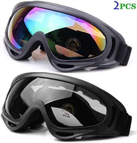 Ski Goggles Snowboard Adjustable UV Protective Motorcycle Riding Goggles for Men, Women &amp; Youth, With UV 400 Protection, Wind Resistance, Anti-Glare Lenses (Multicolor and Gray)