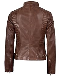 Decrum Brown Motorcycle Jacket Women - Leather