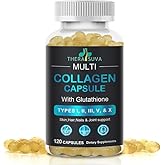 TheraSuva Complete Multi Collagen Complex – Types I, II, III, V & X + Biotin & Vitamin C – Hair, Skin, Nails & Joint Support, 2 Month Supply, 120 Softgels