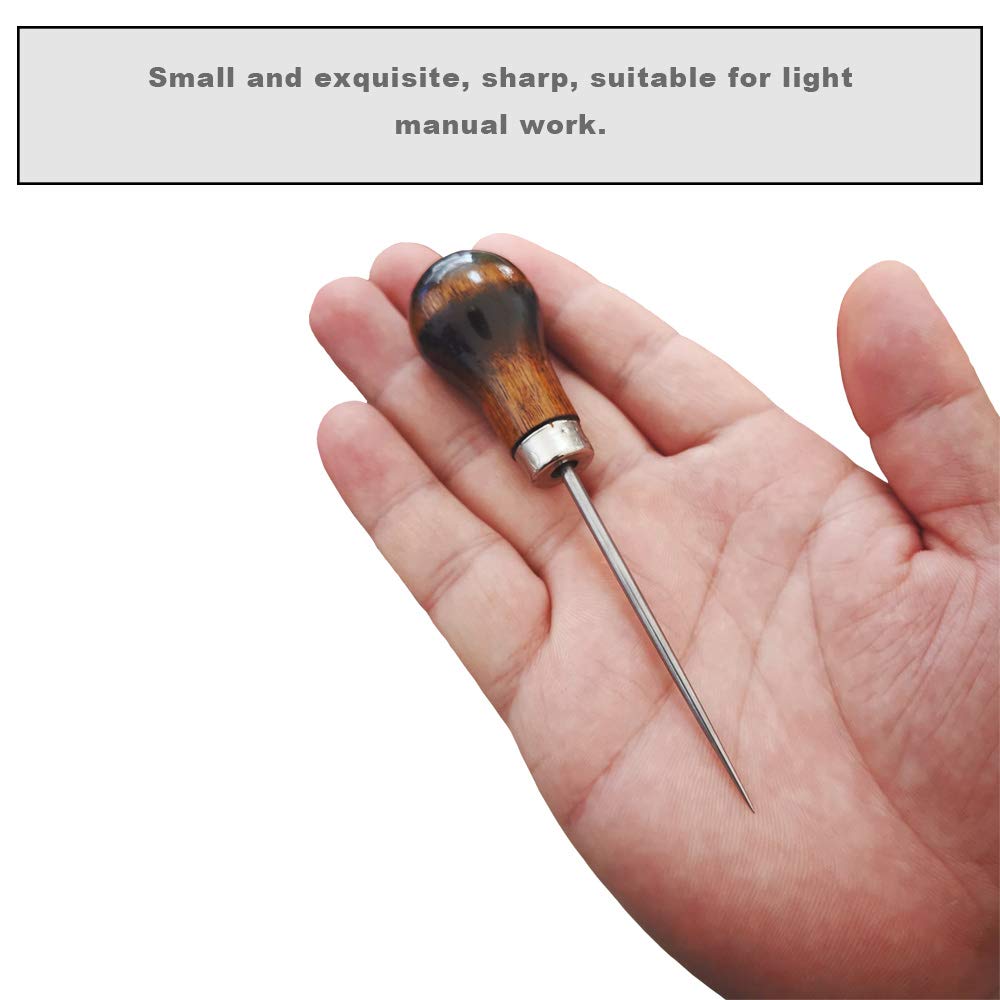 ZLKSKER Wooden Handle Scratch Awl for Leather Punch Hole or DIY Handmade (Gourd Awl) -1pcs