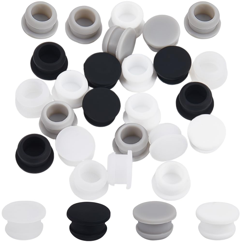 GORGECRAFT 24PCS 4 Colors Silicone Stoppers for Salt and Pepper Shakers 12mm Salt Plug Stopper Replacement Bottle Caps Reusable Round End Cap Corks for Bottles Pipes Pots Home Kitchen Storage
