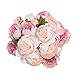 Artiflr 2 Pack Artificial Peony Wedding Flower Bush Bouquet Vintage Peony Silk Flowers for Home Kitchen Wreath Wedding Centerpiece Decor,Light Pink