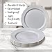 HEAVY DUTY PLASTIC PLATES SET | 10 Dinner Plates | 10 Salad Plates | 10 Dessert Plates | Elegant Plastic Dinnerware | Fine China Look | Upscale Wedding Dining (Vintage Collection - Grey)
