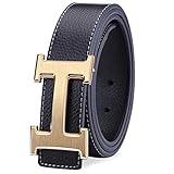 Men Belt Business Casual H Buckle Leather Belt with Pin Buckle