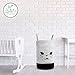 Fawn Hill Co Bunny Laundry Hamper Basket for Baby Nursery or Toddler Room | Collapsable Storage Tote Organizer with Durable Handles for Clothes, Kids Toys, Dirty Laundry | Modern Decor (Black & White)