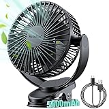 Svinkal Clip on Fan, 5000mAh USB Charging Portable