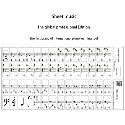 COCODE Piano Key Stickers Removable Keyboard Note Decals for 49 61 76 88 Key Keyboards - Thumbnail 5