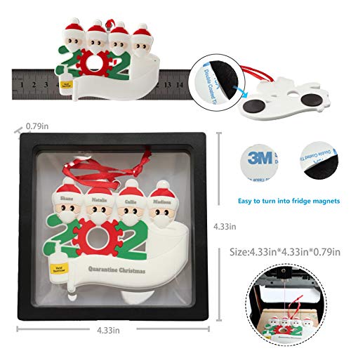 YueLife Personal Customized Christmas Tree Ornaments 2020 Quarantine Survivor Souvenirs Christmas Decoration Kit with Face Protection Device Family Creative Gifts (White, 4 Persons)