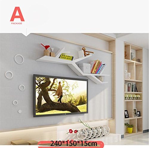 GZD Big Tree Baffle Wall Shelves Creative Wall Hanging TV Backdrop Decorative Frame Shelf Shelf Bookshelf, More Combinations, White/Black, a Combo