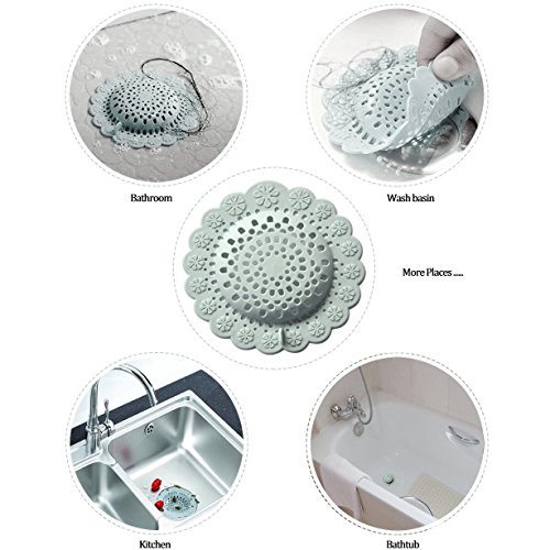Shower Filter, 4 Pack Tub Drain Protector Silicone Flower Shape Drain Cover Hair Catcher/Strainer/Snare for Showers or Bathtubs
