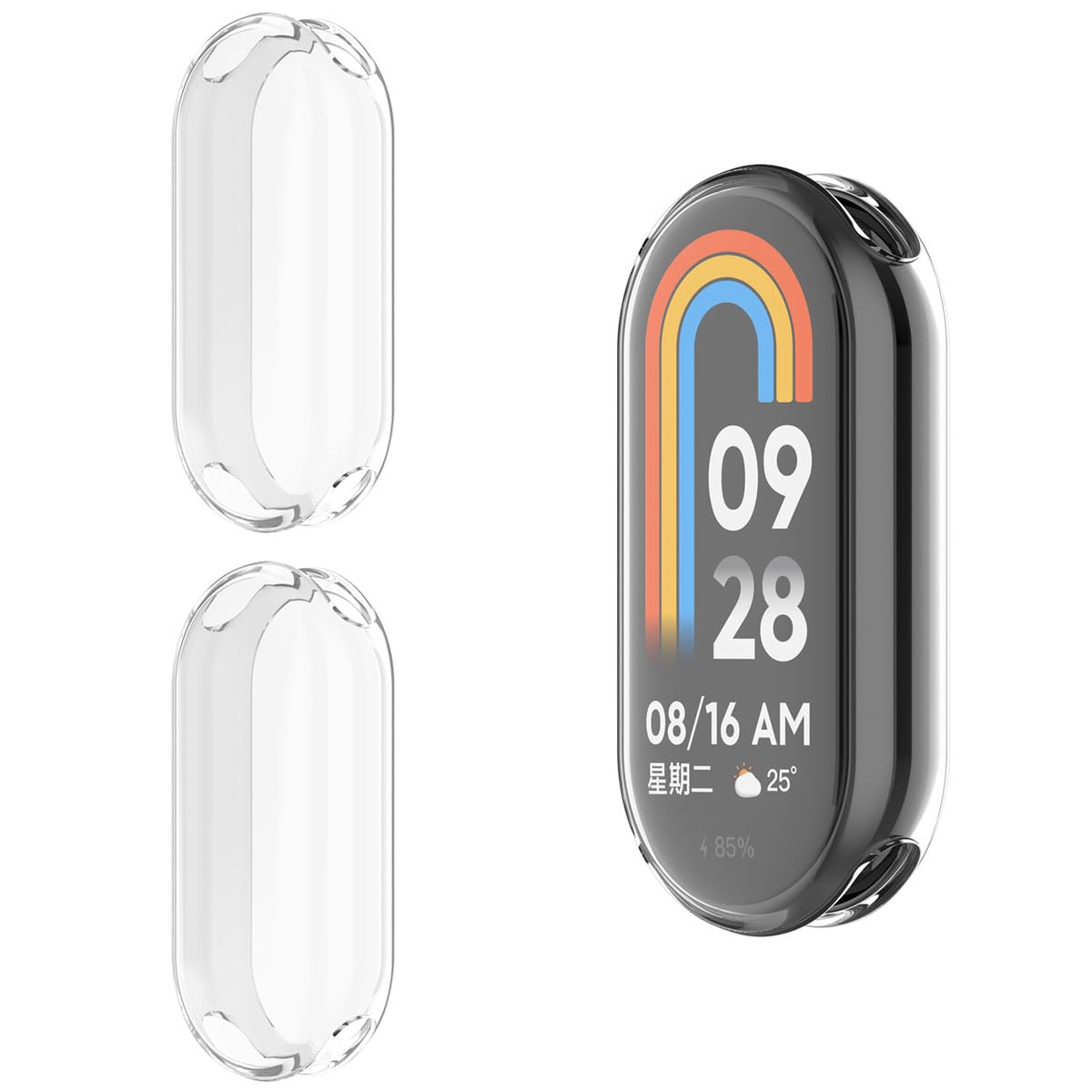 HOMTERN 3-Pack Cases Compatible with Xiaomi Band 9,Flexible TPU Full Covered Shell Shockproof Scratch-Proof Screen Protector Case, 3 Pack Clear