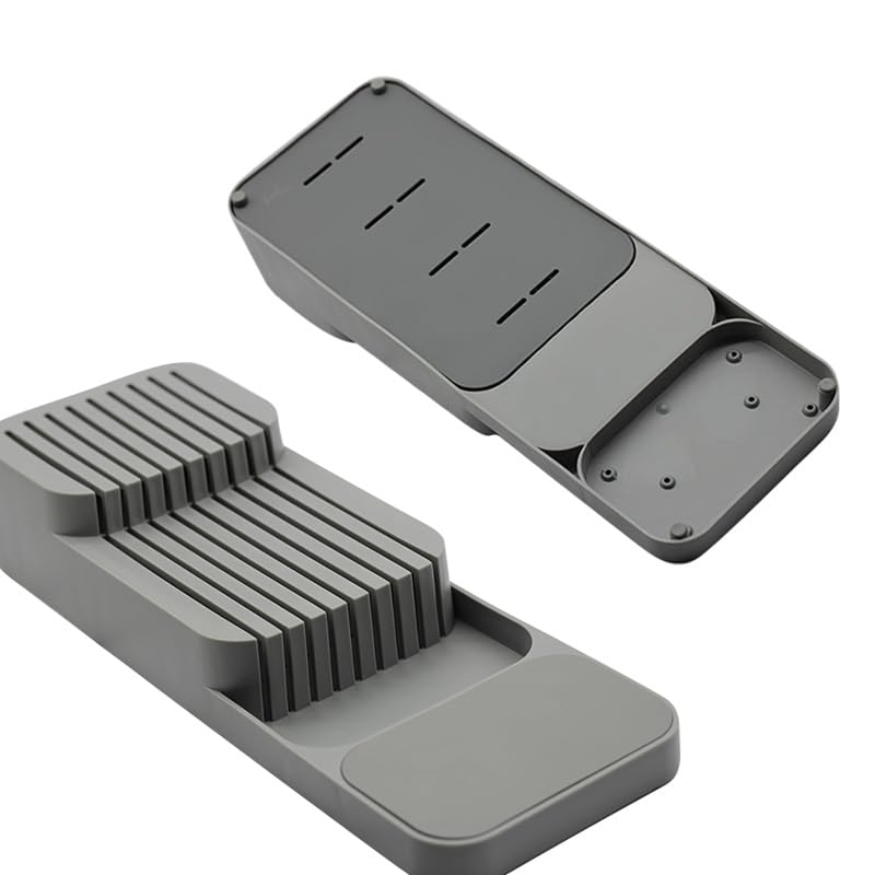 Organizador de Facas para Gaveta de Armário de Cozinha Com Base de apoio até 9 Facas suporta (BRANCO)