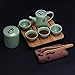 Fuloon Chinese Kungfu Tea Set Portable Travel Ceramic Porcelain Tea Ware Teapot & Teacups & Tea Tray (D)