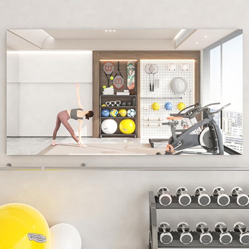 Hasipu Ganzkörperspiegel 181x91cm, Spiegel Fitnessraum groß, Wandspiegel Tanzspiegel, Gehärtetes Glas Rahmenlose Spiegel für Garage, Fitnessstudio, Zu