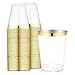 60Pack Gold Plastic Cups -9 oz Disposable Clear Plastic Cups With Gold Rim-Hard Party/Wedding Plastic Tumblers -WDF (Gold Cups)