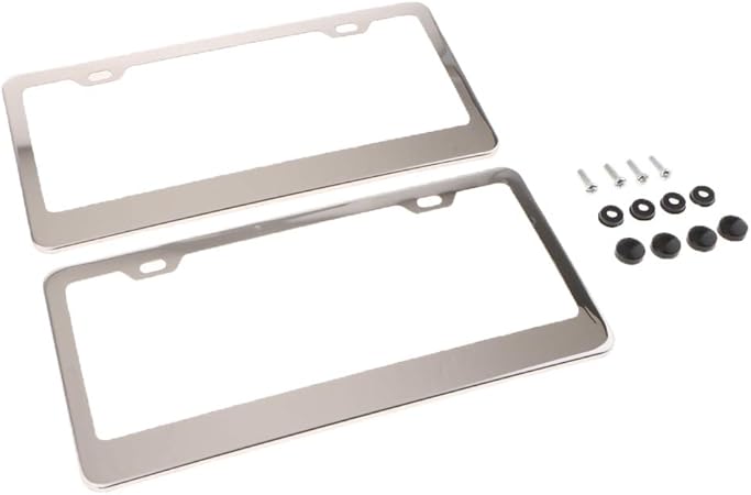 Amazon ナンバープレート ナンバーフレーム 自動車 外装パーツ 2枚セット 防錆 装飾 2色選ぶ 銀 ナンバーカバー ホルダー 車 バイク