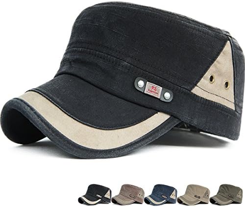 Men Women Vintage Distressed Washed Cotton Twill Cadet Army Cap Adjustable Military Hat Flat Top Baseball Cap