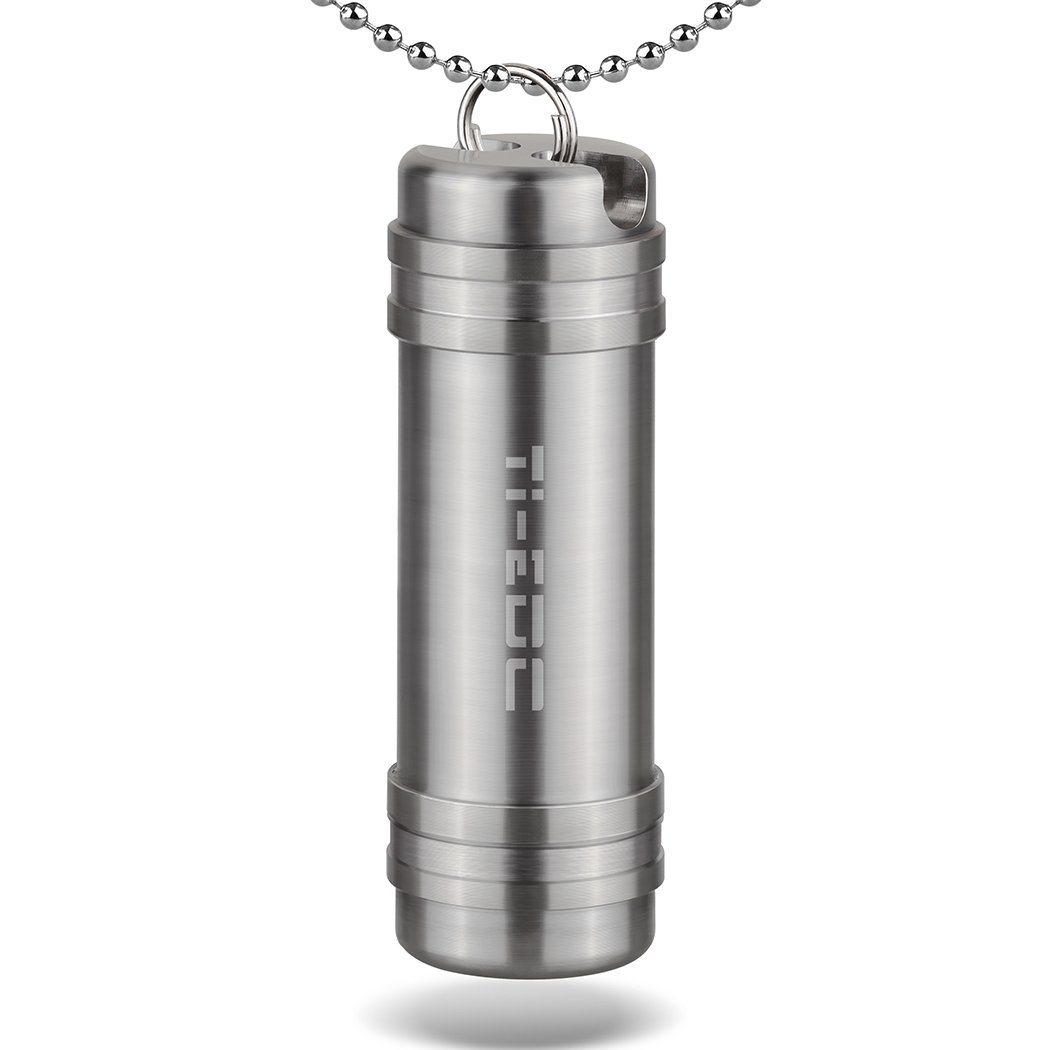 TIEDC Titanium Large Pill Fob Nitro Bottle Holder, Keychain Everyday