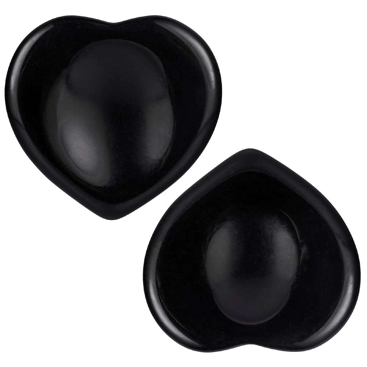 mookaitedecor Pack of 2 Heart Shaped Black Obsidian Crystal Thumb Worry Stones for Anxiety Stress Relief, Natural Healing Crystal Love Heart Good Luck Pocket Stone Gifts for Friends