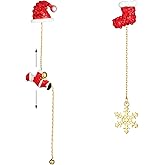 Christmas Snowflake Earrings for Women Sparkly CZ Winter Snowflake Pearl Tree Stud Earrings Christmas Holiday Gifts