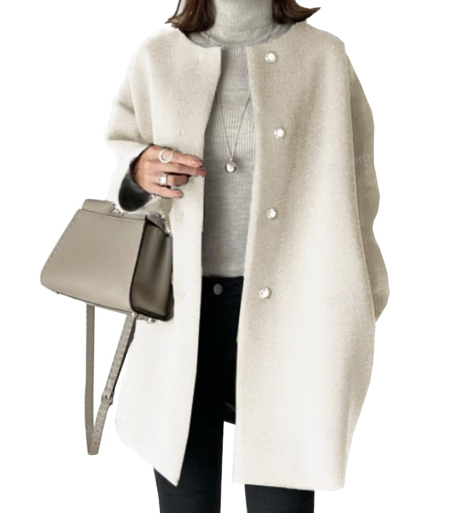Fossil Women's Chester Coat, Long Coat, No Color, Autumn and Winter, Plus Size, Plain, Elegant, Stylish, Korean Fashion