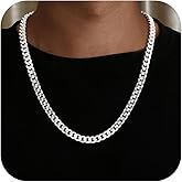 HIMSTORY Cuban Link Chains for Men, 925 Sterling Silver Over 3.5mm/7mm Cuban Chain Diamond Cut Silver Necklace Chains Gifts for Men Father Boyfriends