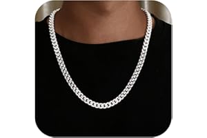 HIMSTORY Cuban Link Chains for Men, 925 Sterling Silver Over 3.5mm/7mm Cuban Chain Diamond Cut Silver Necklace Chains Gifts for Men Father Boyfriends