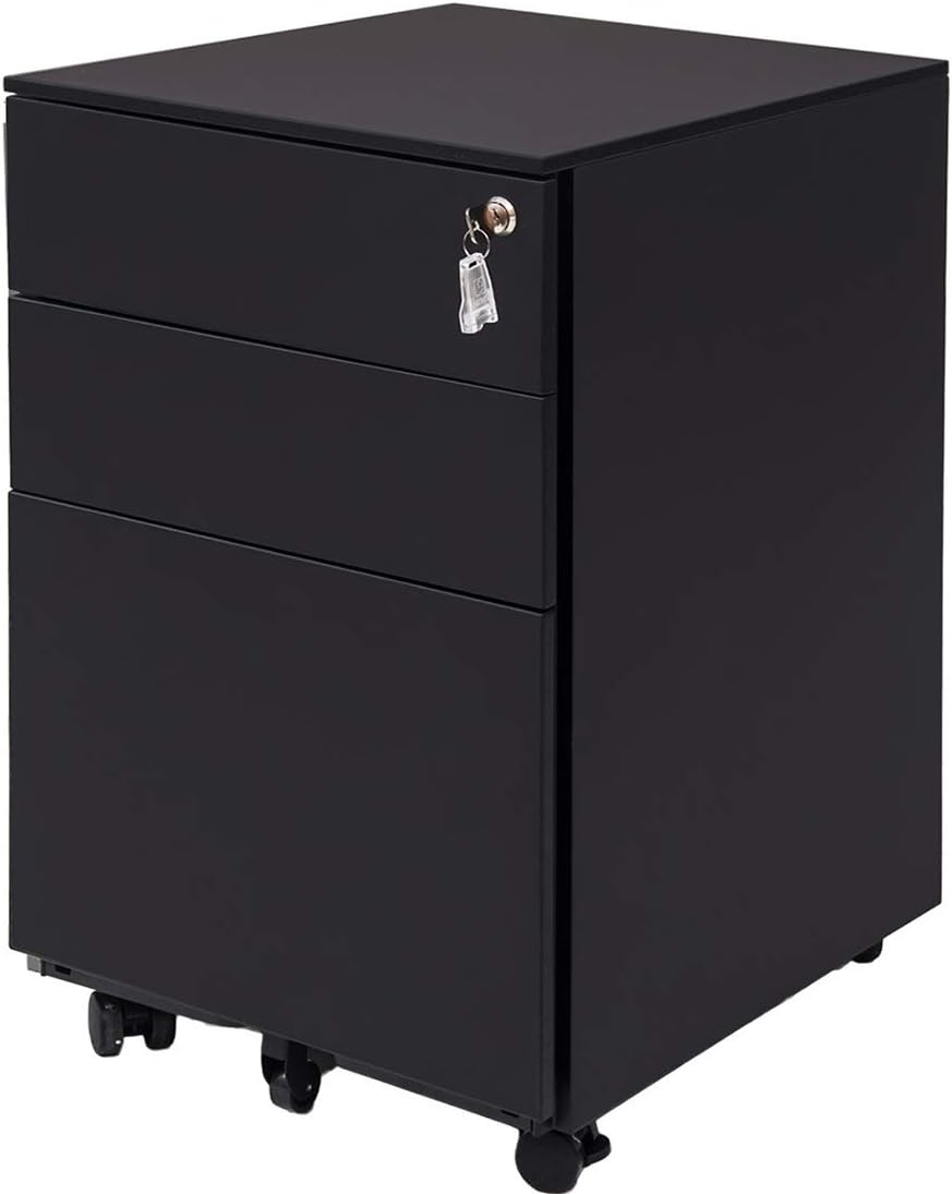 Greatmeet Mobile 3 Drawer Metal File Cabinet With Lock Suit Letter Legal Files Fully Assembled Except Wheels Black Kitchen Dining Cjp Org In