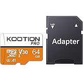 KOOTION Micro SD Card 64GB UHS-I microSDXC Flash Memory Card with Adapter, C10, U3, A1, V30, 4K UHD TF Card