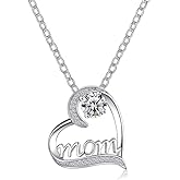 ONLYJUMP Mothers Necklace Gifts for Women I Love You Mom Necklace Shinny Heart Pendant Rhinestone Jewelry Birthday Mothers Day Gifts for Mom