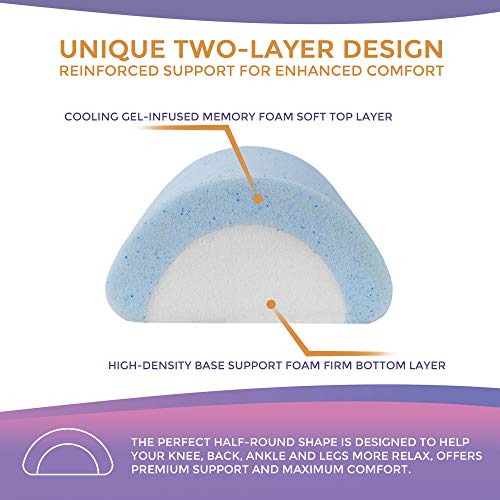 wavveUziz Half Moon Bolster Pillow, Memory Foam Knee Pillow for Side