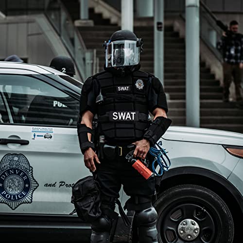 SWAT Embroidered Patches Hook and Loop, Durable Fabric Police Patch for Officer Guard Uniforms Vest, Jacket, Carrier, Hat, One Small and One Large Black