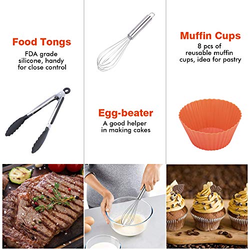 ColorGo Air Fryer Accessories 7 inch Fit all 3.7 QT-5.3 QT, Suit for Philips, Coynza,Gowise Includes Cake Barrel, Pizza Pan, Skewer Rack, Bread Rack,Metal Holder and so on Set of 11 (7 inch)