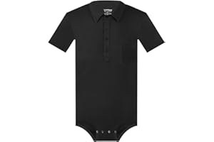 Landofgenie Men's Polo Bodysuit Cotton One Piece Pajama Romper with Crotch Snaps Casual & Office Onesie for Adult