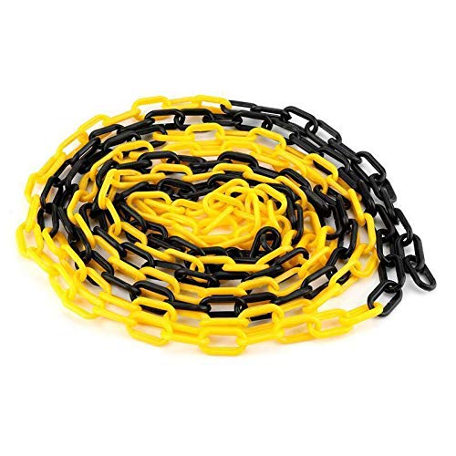 Plastic Chain， 6mm x 5m Plastic Barrier Chain Link, Parking Space Barrier Assorted Colours Plastic Chain Safety for Decorative Garden Fence - Yellow & Black