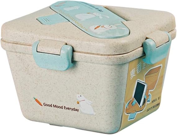 Poseca - Fiambrera japonesa cuadrada con aislamiento de trigo para