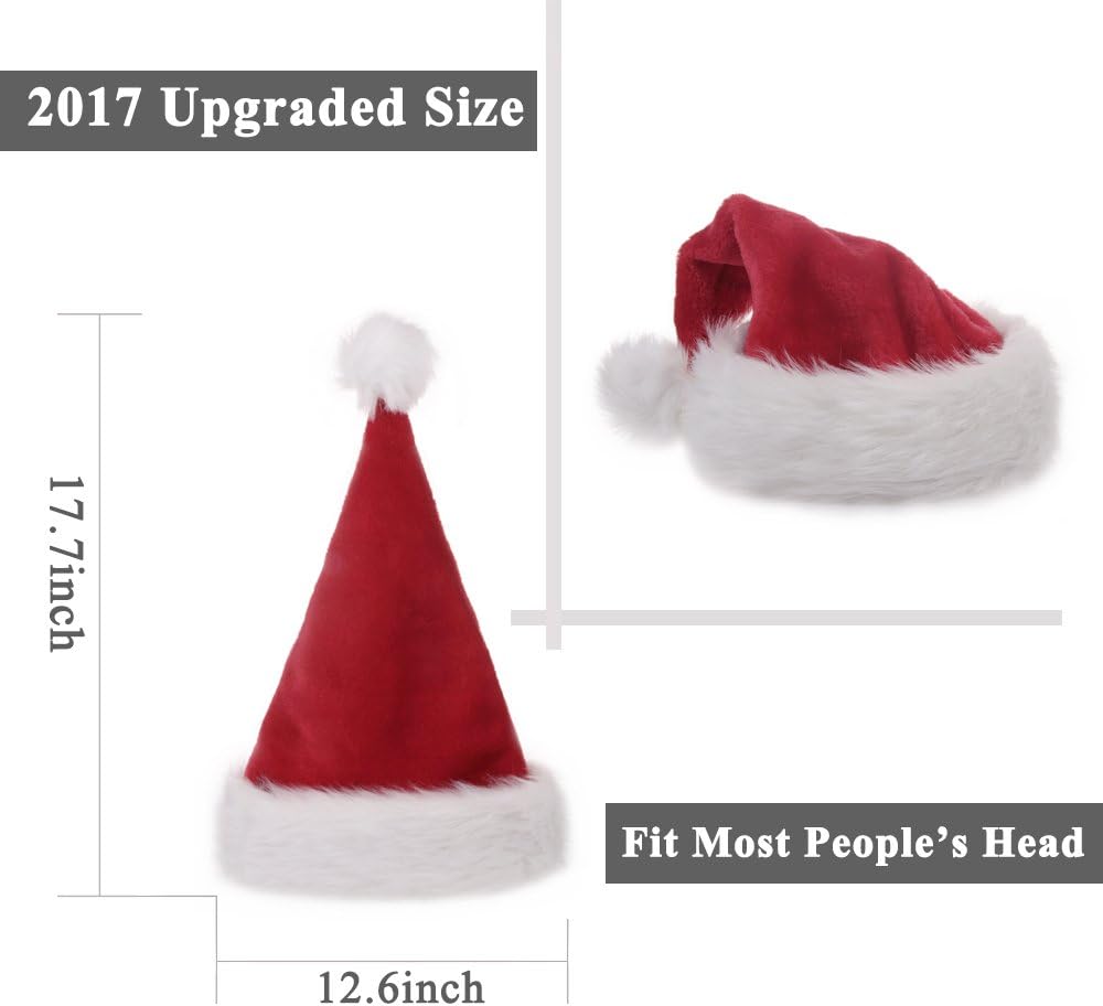 B-Land Unisex-Adult's Santa Hat, Velvet Christmas Hat With Plush Trim &and Comfort Liner: Kitchen & Dining