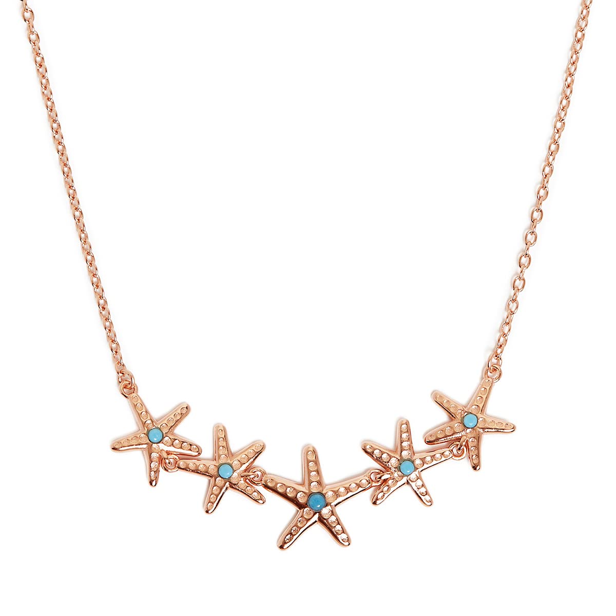 Annie Oak Womens 925 Silver 18K Rose Gold Starfish Linckia Princess Length Necklace