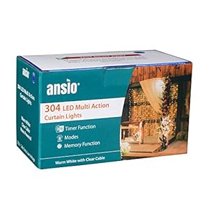 ANSIO lichtgordijn, 3mx3m Gordijn Licht 304 LED Venster Fairy String Lights, 8 Modi Voor Kerstmis, Feest, Bruiloft…