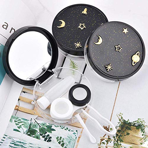 Contact Lens Box Star Contact Lens Travel Case Contact Lens Case Container Holder Storage Box Portable Contact Lens Travel Kits Cute Mini (Round)