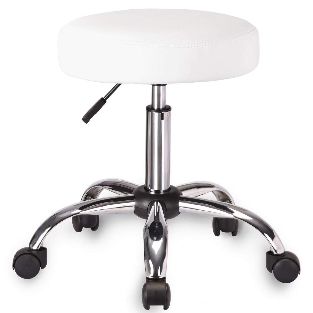 Amolife Multi-Purpose Hydraulic Adjustable Round Chair Drafting Rolling Swivel Stool with Wheels and Soft Padding for Home Office Beauty Barber Salon Medical Tattoo Vanity Massage Facial Spa in Brown: Beauty