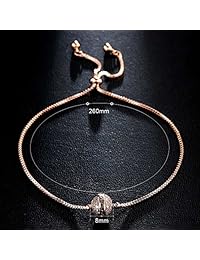 Pulsera ajustable chapado en oro con cuenta de circonio cúbico, 2 colores, de la marca Bella Lotus
