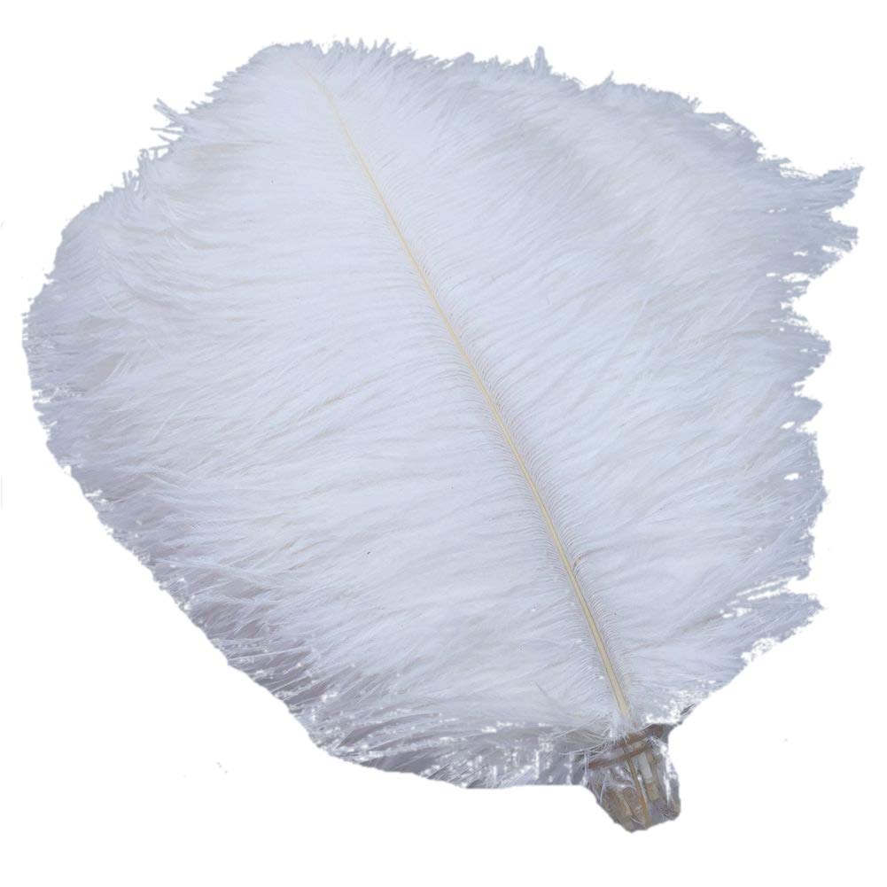 Sowder 50pcs Natural 8-10inch(20-25cm) Ostrich Feathers for Home Wedding Decoration(white)