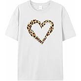 Graphic Womens T-Shirt Leopard Print Love Printed Cotton Top Short Sleeve XL White Basic Casual Tee