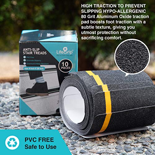 Anti-Rutsch-Band 10er Set - 15x61cm Mit Reflektor-Streifen - Für Treppen & Rutschige Flächen