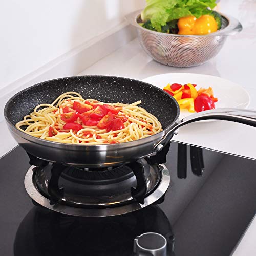 Stainless Steel Opening Skillet, 9.5 inch Nonstick Deep Fry Pan Triply