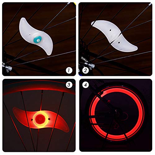 YuCool 10 Packs Bike Spoke Light, Colorful Bike Wheel Lights LED Bike Light with 10 Pcs CR2032 Batteries 10 Pcs Zip Ties for Bicycle Wheel Decoration-5 Colors