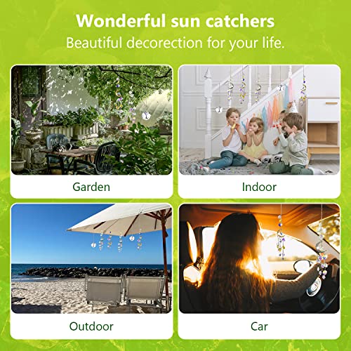 3 PCS Crystal Sun Catchers -13 Inch Hanging Suncatcher with Chain , Star Moon Crystals Prisms Pendant Light Catchers Beads,for Window Home Garden Christmas Day Party Wedding Decoration
