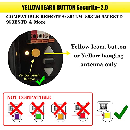 Yellow Learn Button Security+ 2.0 Garage Door Opener Remote Control